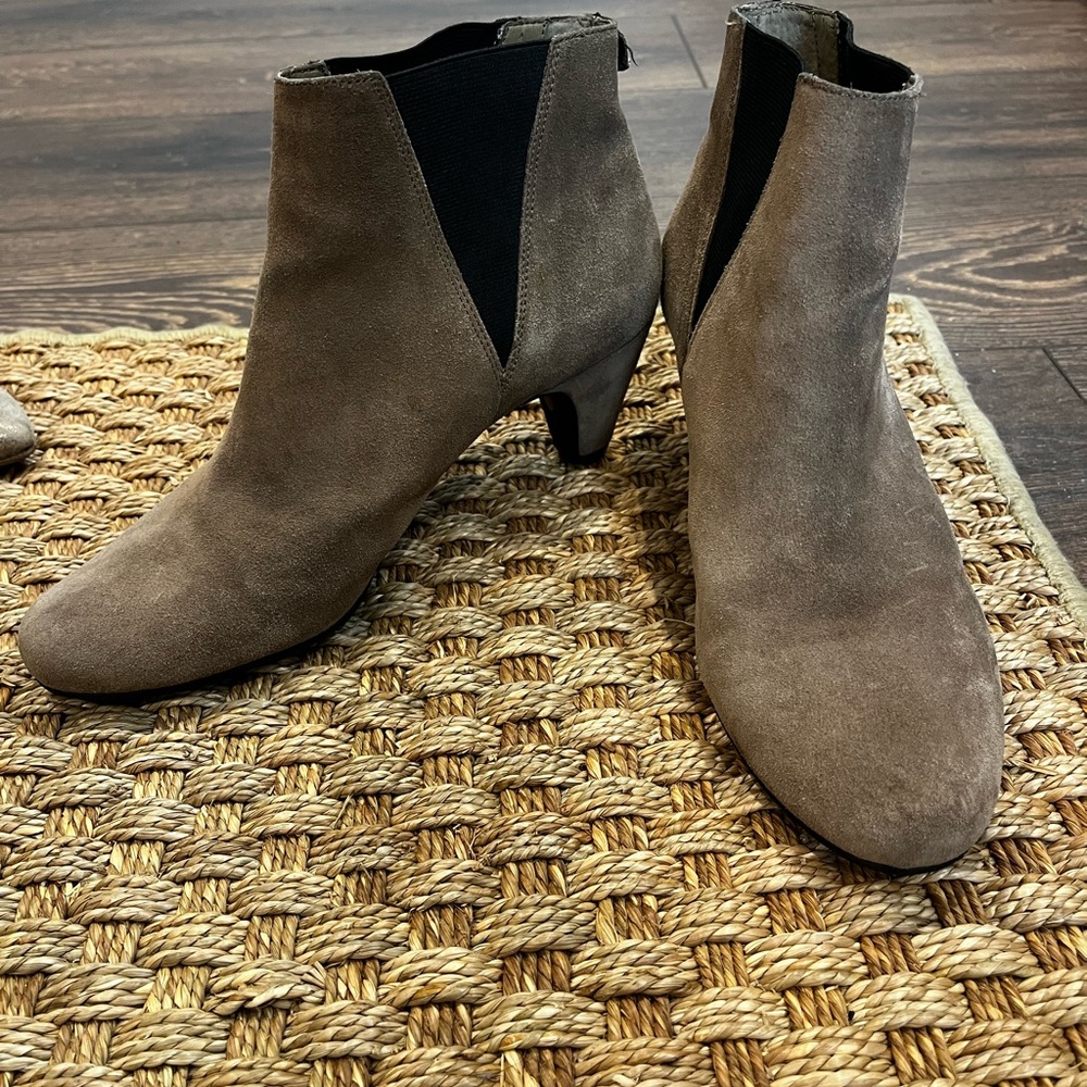Sam Edelman Suede Ankle Booties in Taupe